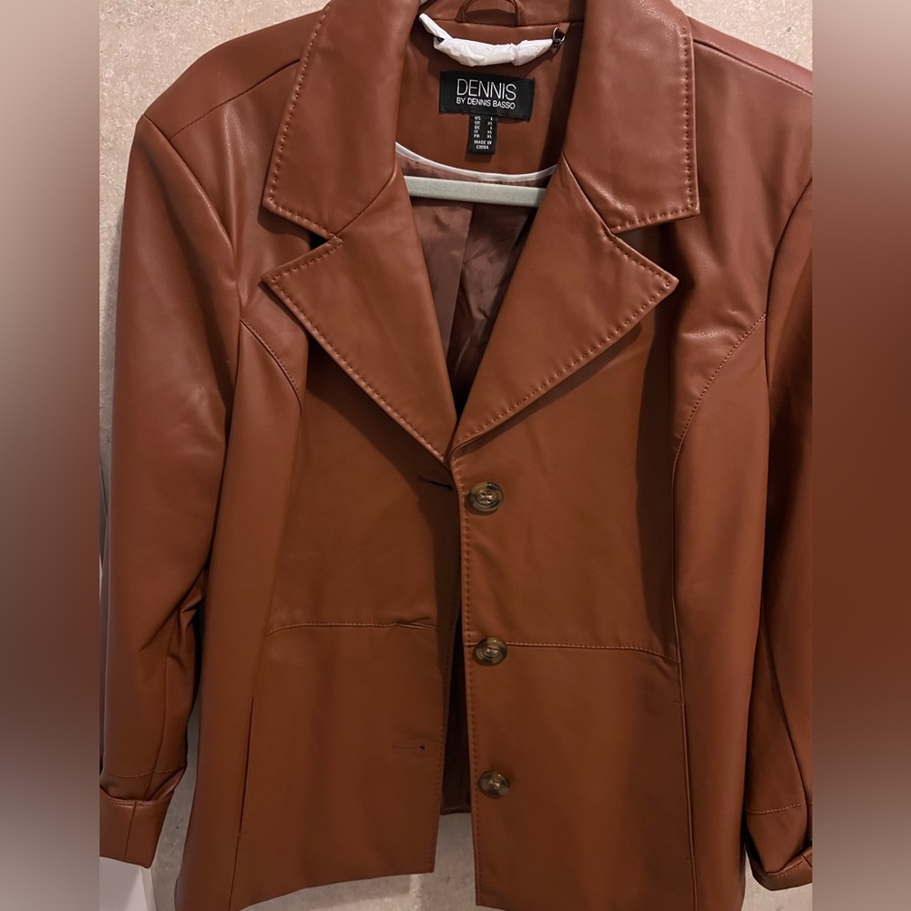 Faux leather blazer